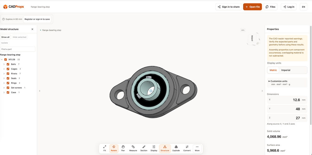 A browser-based way to inspect STEP and STL files before a project moves on