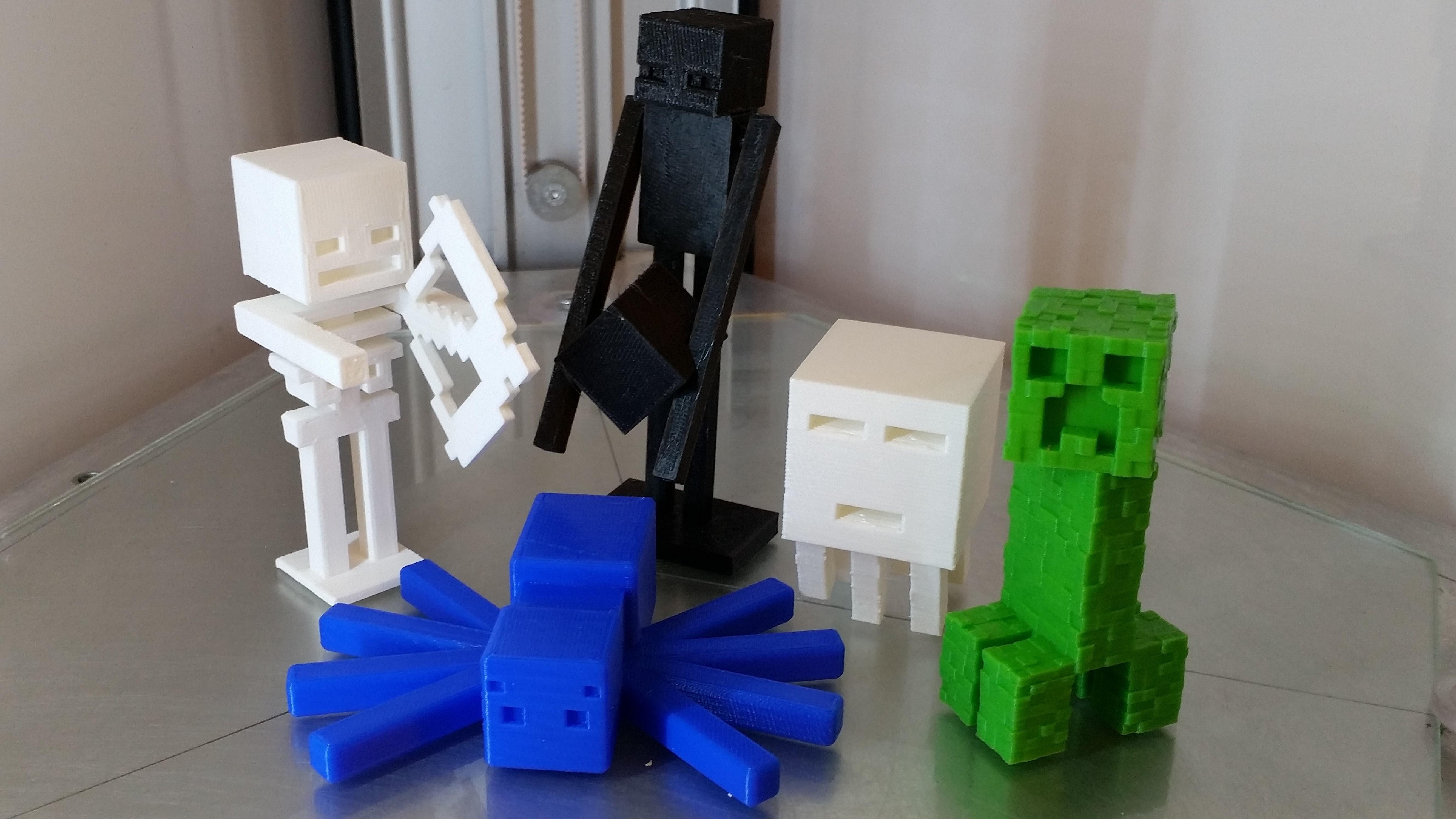 3d Printed Minecraft Mobs Creeper Skeleton And Others