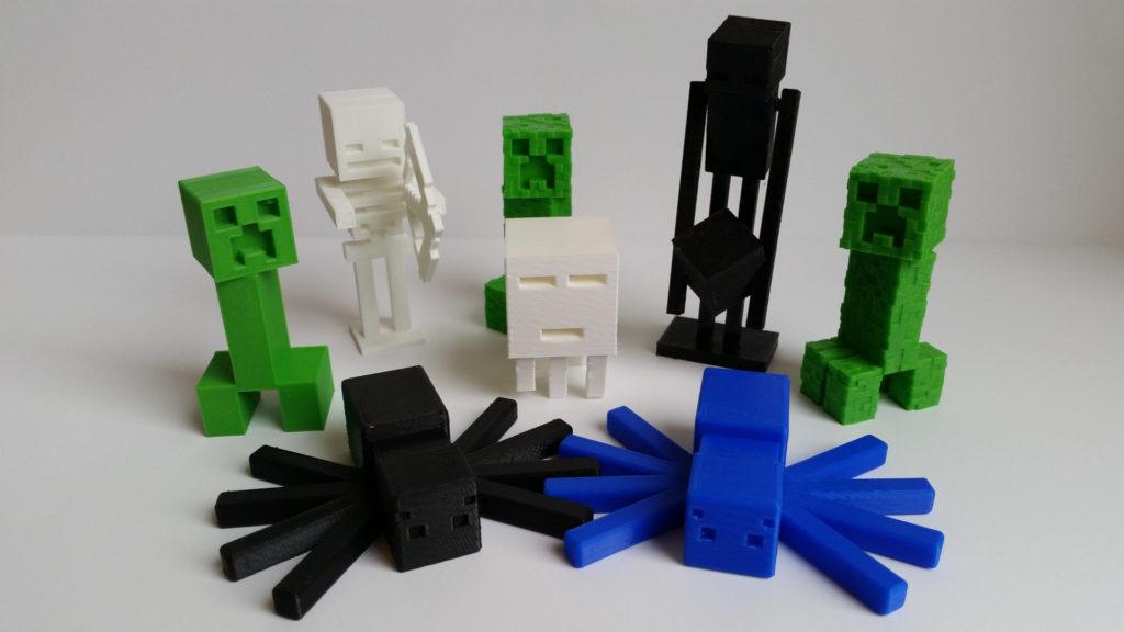 3d Printed Minecraft Mobs Creeper Skeleton And Others