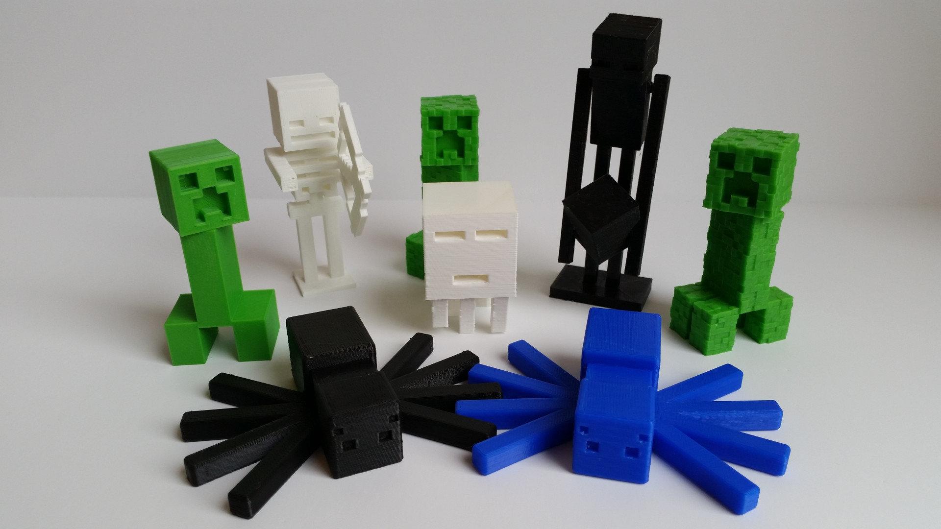 3D Printed Minecraft Mobs - Creeper, Skeleton and Others