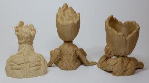 Groot, Baby Groot and Flower Pot Back View