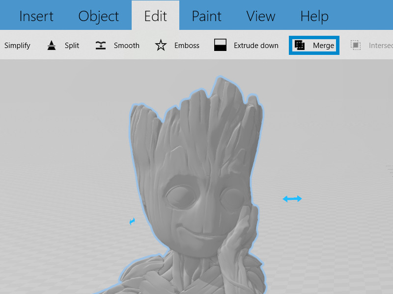 Groot Model Getting Repaired in 3D Builder
