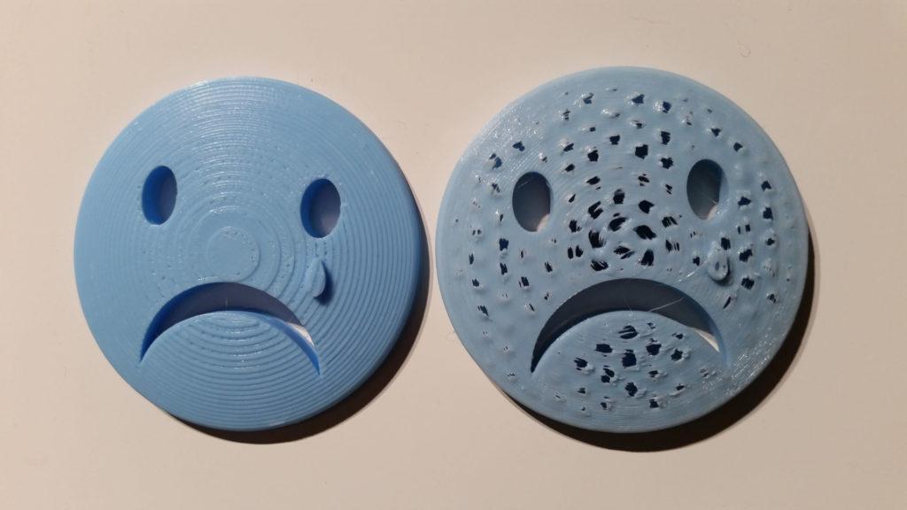 3D Printed Sad Face in Light Blue PLA