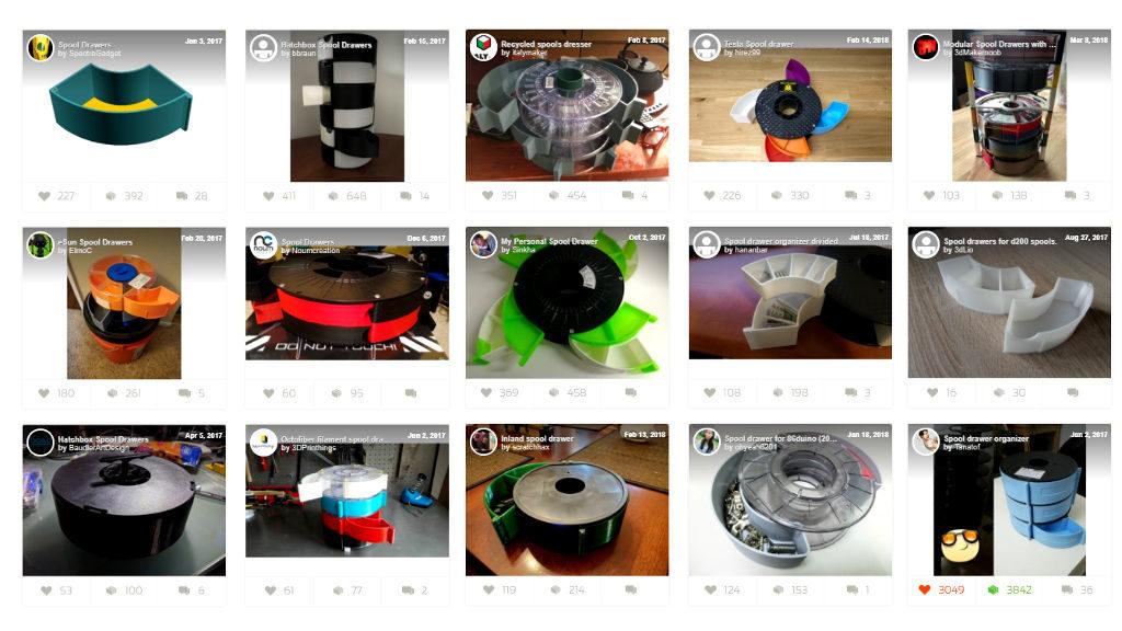 Spool Drawers on Thingiverse - Reusing Empty Filament Spools