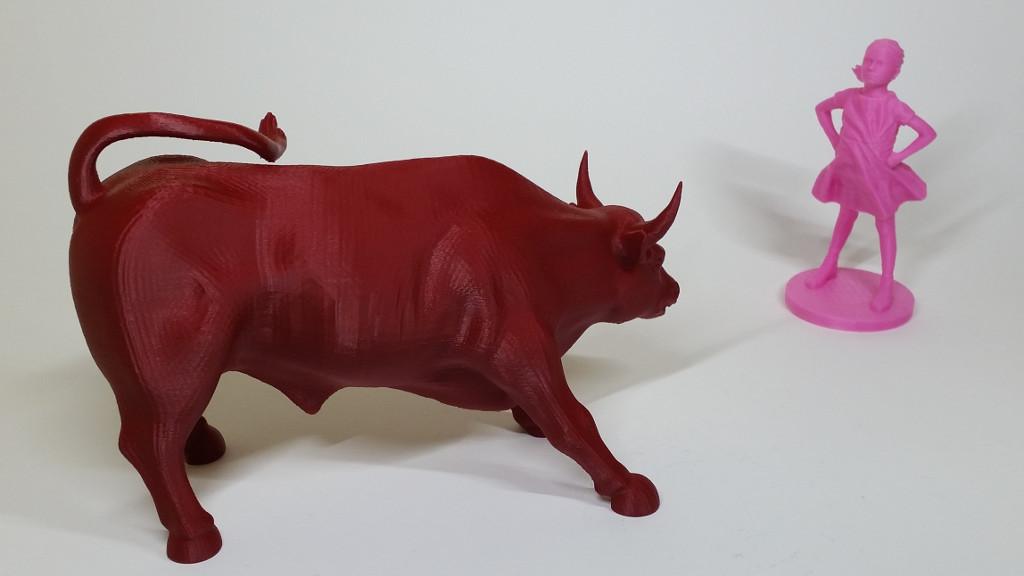 3D Printed Wall Street Charging and Fearless Girl