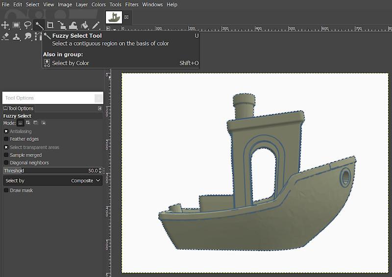 Fuzzy Select Tool - Selecting 3DBenchy