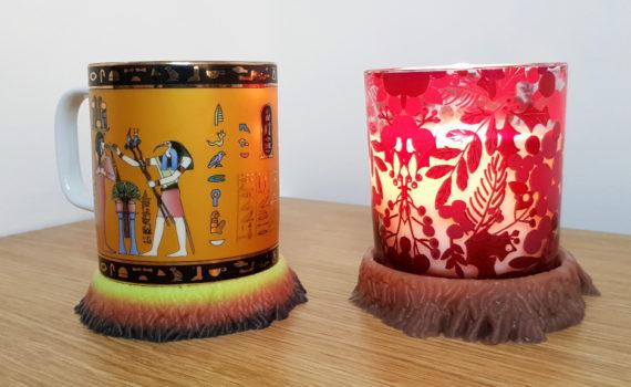 3D Printed Coaster - Color Changing PLA - Cup of Tea and Candle in a Glass