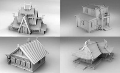 Traditional Buildings With Original Historical Features for 3D Printing