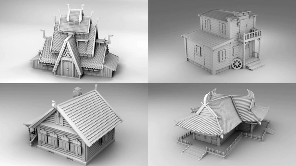 Traditional Buildings With Original Historical Features for 3D Printing