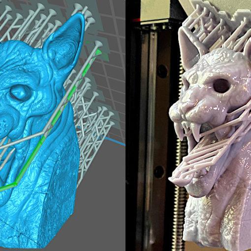 Cat Idol 3D Model Slicer Preview and MSLA Resin 3D Printed