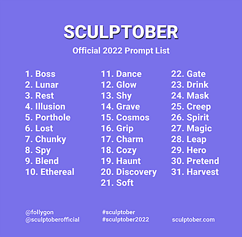 Sculptober 2022 Prompt List