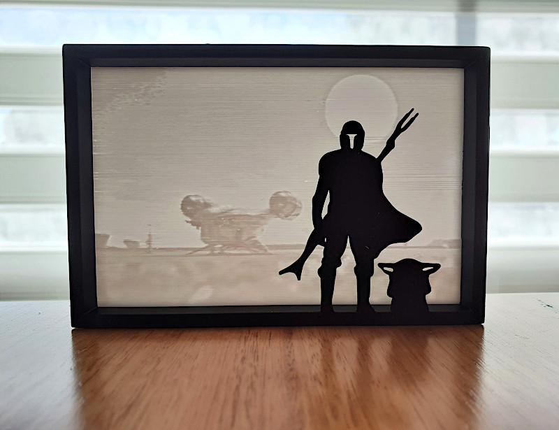 Mandalorian lithophane-backed silhouette Mandalorian lithophane-backed silhouette