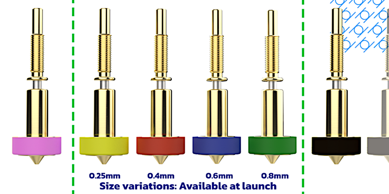 Nozzles available for the RapidChange Revo hotends