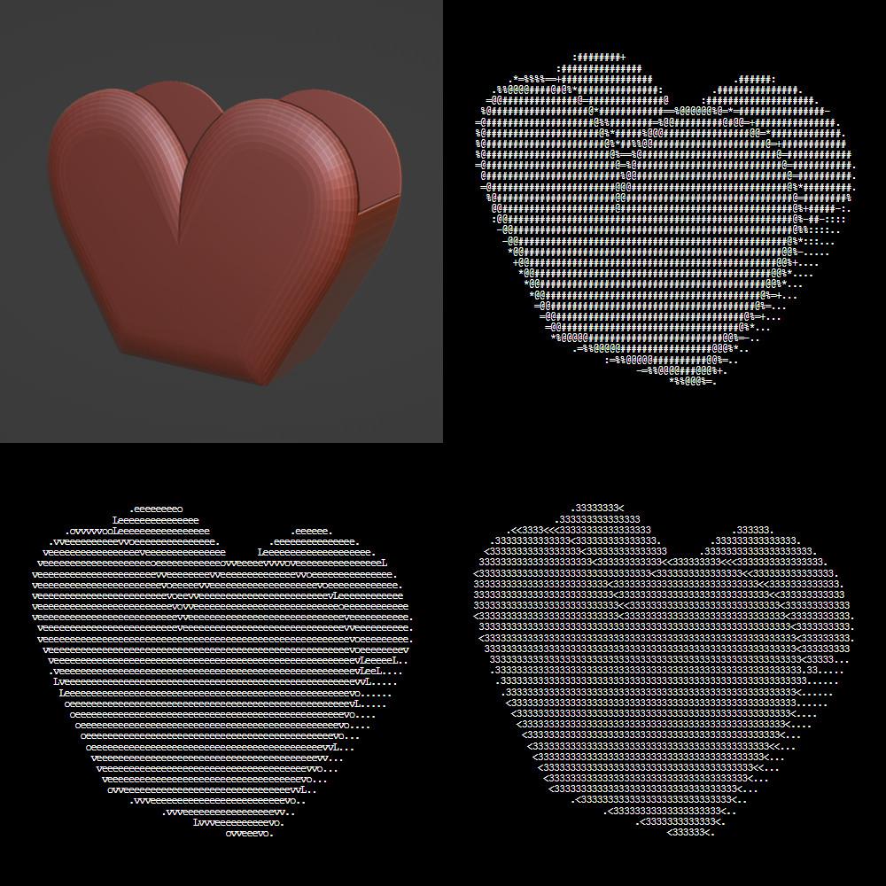 3D ASCII Art from STL - Heart Shaped Holder