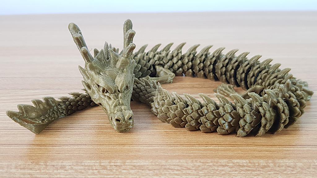 3D Printed Articulated Dragon, Rotatable and Posable Dragon Model