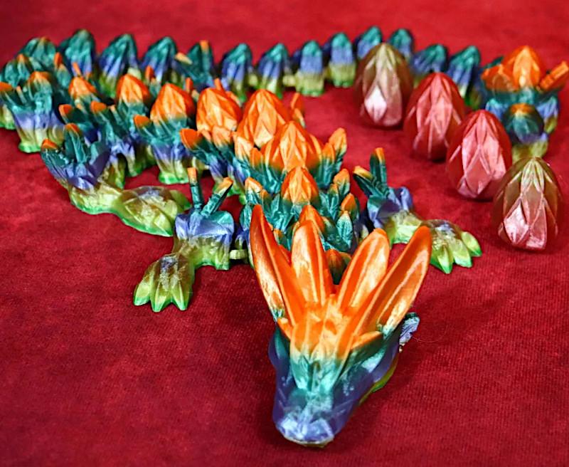 3D file Crystal Dragon, Articulating Flexi Wiggle Pet, Print in