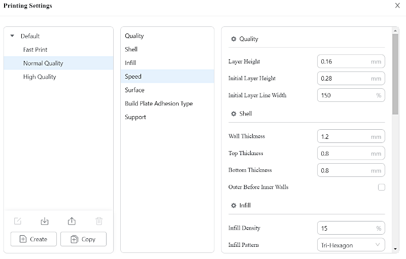 3D Printing Settings