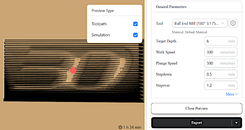 Luban CNC Toolpath and Simulation Previews