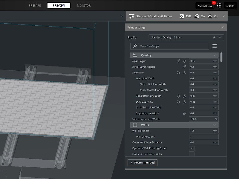 Cura Software Settings