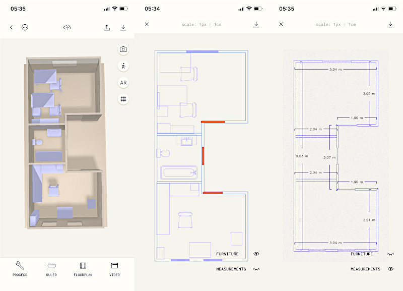 Screenshots - Floor 3D Scan, Floor 2D Plan, Blueprint