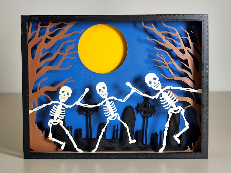 Dancing Skeleton Multilayer Silhouette