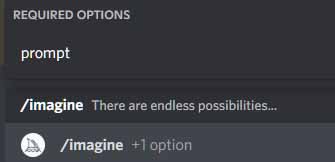 Imagine command in Midjourney discord