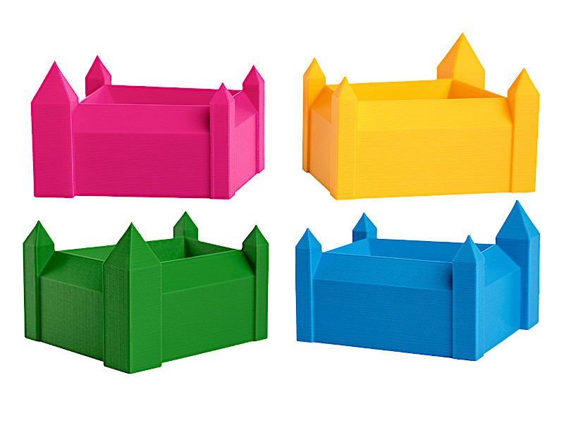 Pink, Yellow, Blue and Green Low Poly Castle Prints