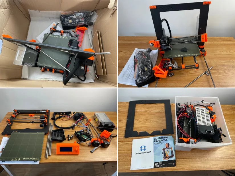 Broken Original Prusa i3 MK2.5S after transportation and dismantled into frame, electronics, motors and other components