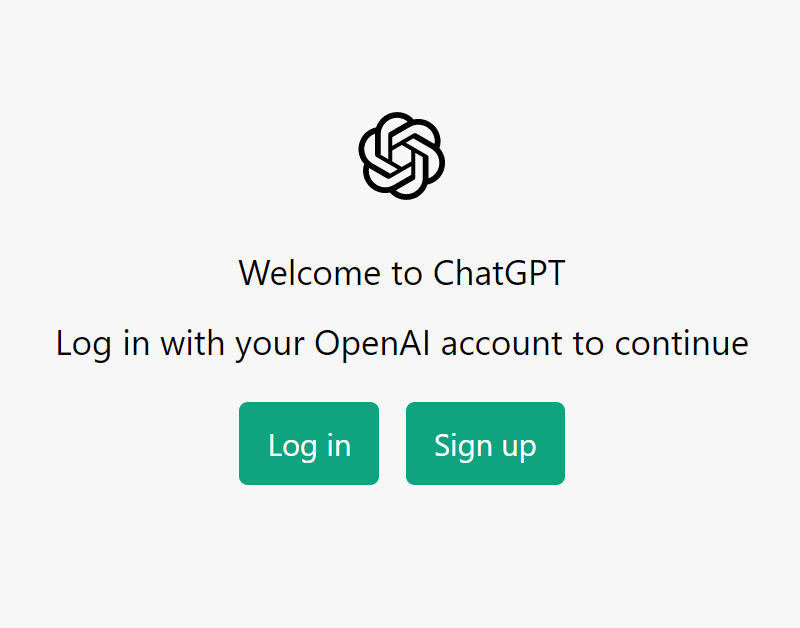ChatGPT Welcome page