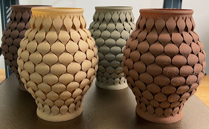 Four 3D Printed Vases