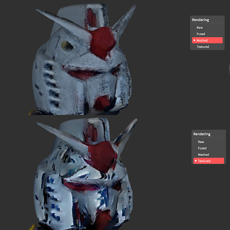 Meshed and Textured Results of Gundam Head