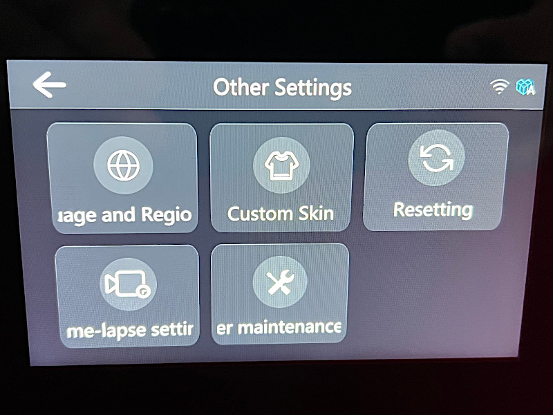 Other Settings Screen