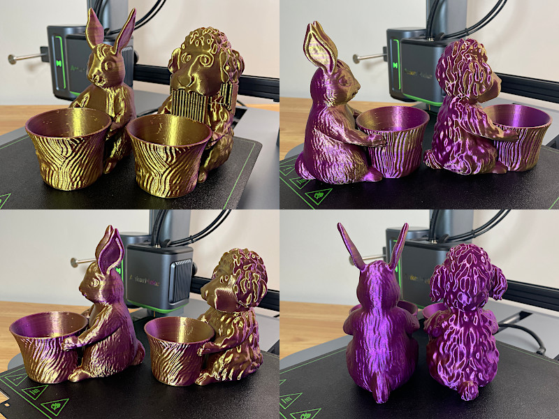 Dog and Bunny Models Printed Dual Silk PLA