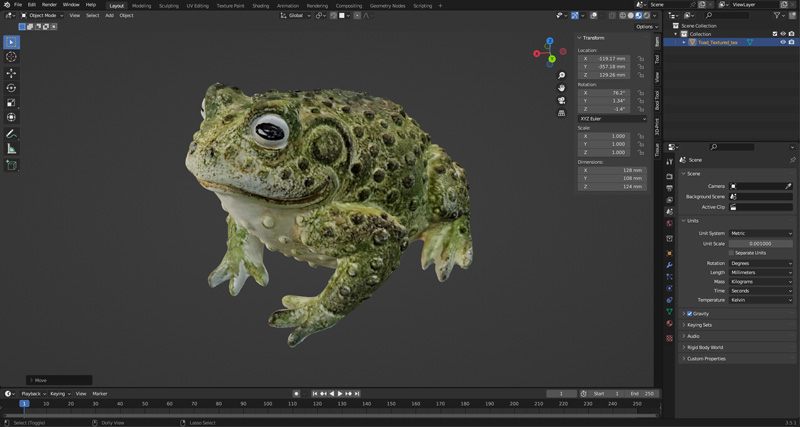 Toad Textured in Blender