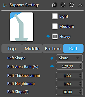 Supports and Raft Settings in Chitubox