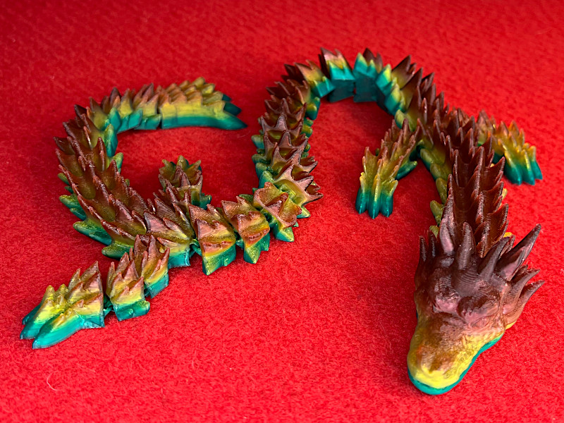 AnkerMake Articulated Dragon in Rainbow PLA