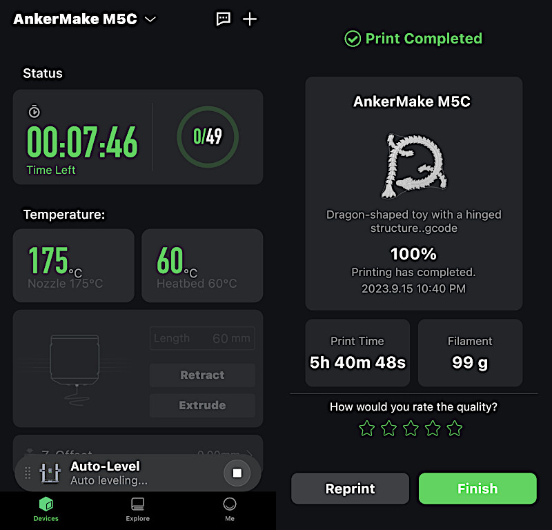 AnkerMaker M5C Mobile App Screens