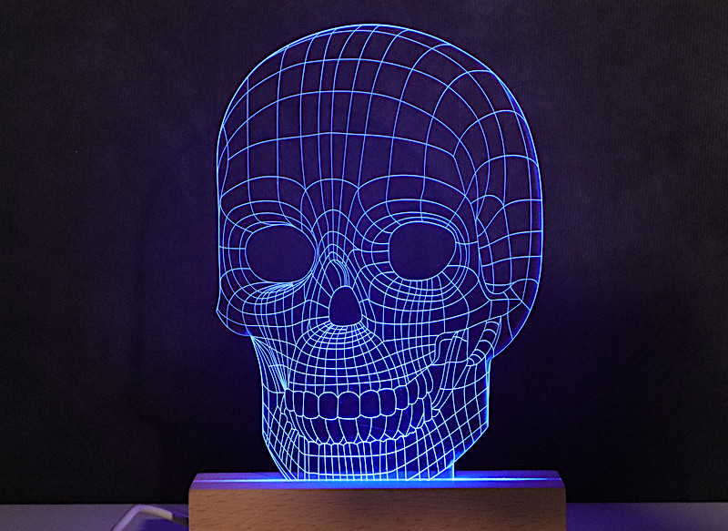 Vector Engraved Polygon Skull Lamp