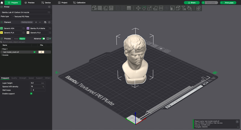 3D Model in Bambu Studio