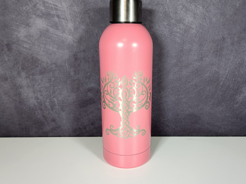 Engraving on the Curved Coated Stainless Steel Water Bottle