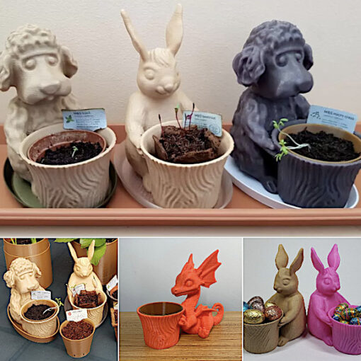 Dog, Bunny and Dragon Plant Pots