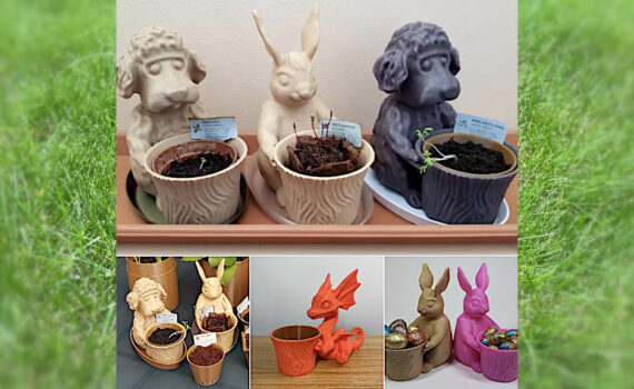 Dog, Bunny and Dragon Plant Pots