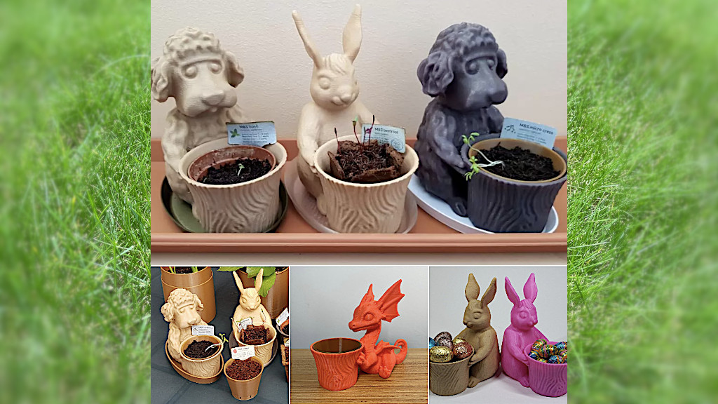 Dog, Bunny and Dragon Plant Pots