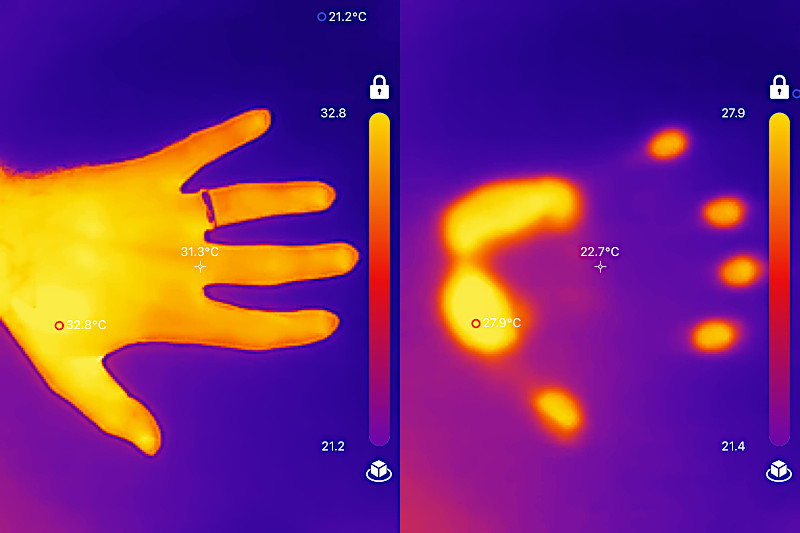 Hand and Hands Thermal Print Captured by TCView