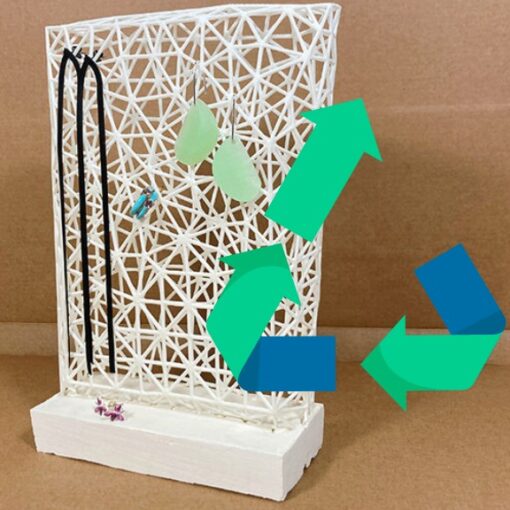 Upcycled 3D Printing Supports into Jewelry Holder and Upcycling Logo