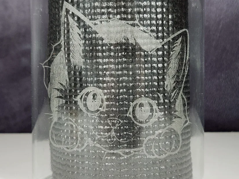 Engraved on a Glass Peeking Cat