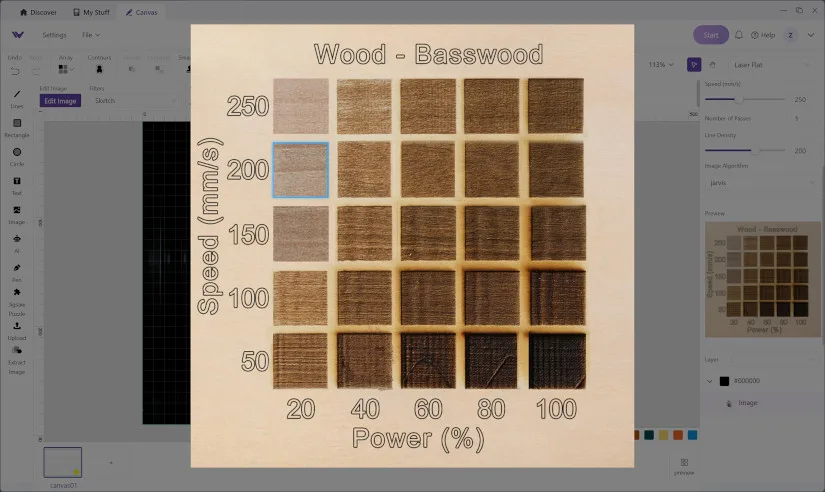 Wood Material Settings and Preview