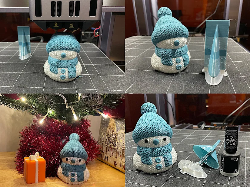 Knitted-Snowman-Multicolor-Test-Print-Compilation Snapmaker Artisan Premium 3D Printer Multifunctional Fabrication Machine Review