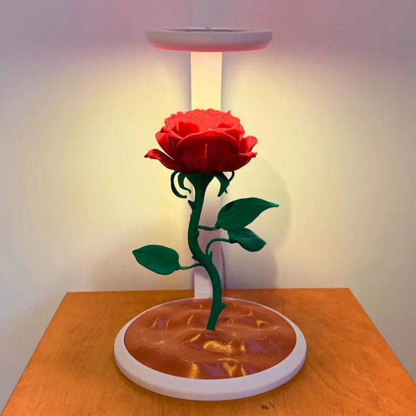 3D printed rose lamp with LED light for Valentine's Day decor