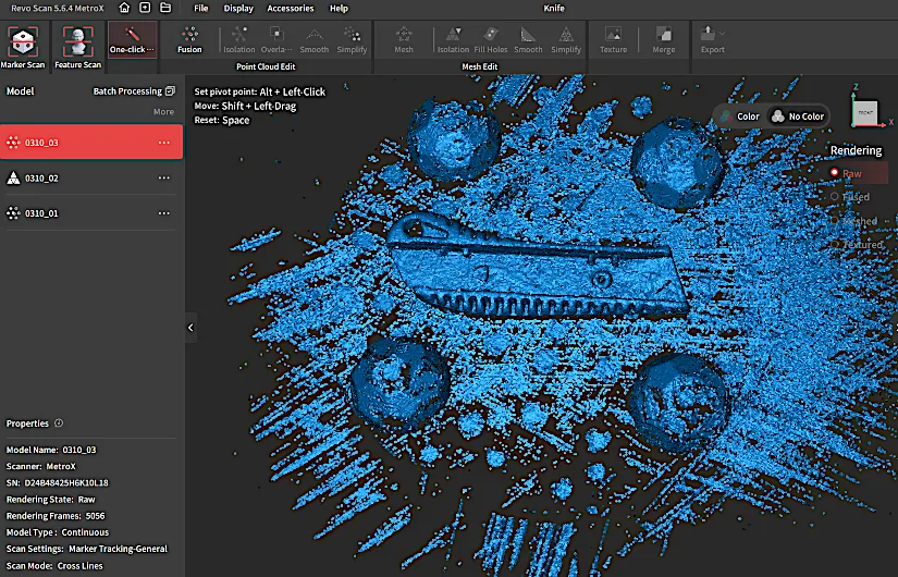 Knife Handle Part One - Raw Point Cloud